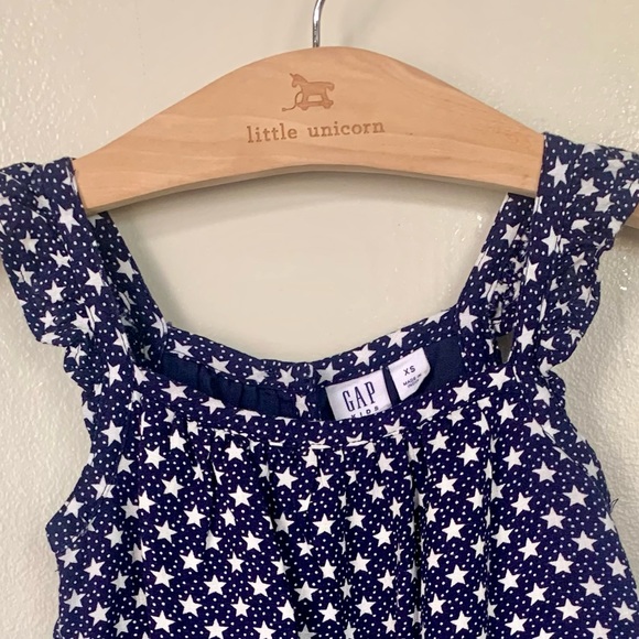 Gap Kids Navy Blue White Stars Shorts Romper Ruffle Trim Girl’s XS 4-5 NEW $40 - Picture 7 of 8